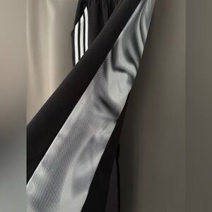 ADIDAS Black Track Pants with White Stripes and Pattern